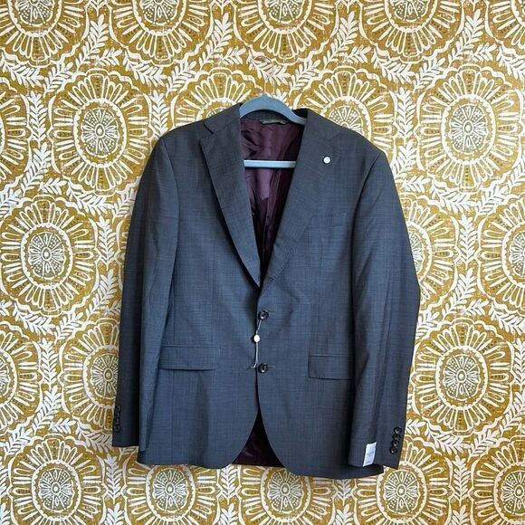 NWOT Jack Victor Esprit CT Micro Pattern Super 100’s Wool Jacket in Gray sz 38R - Picture 4 of 13